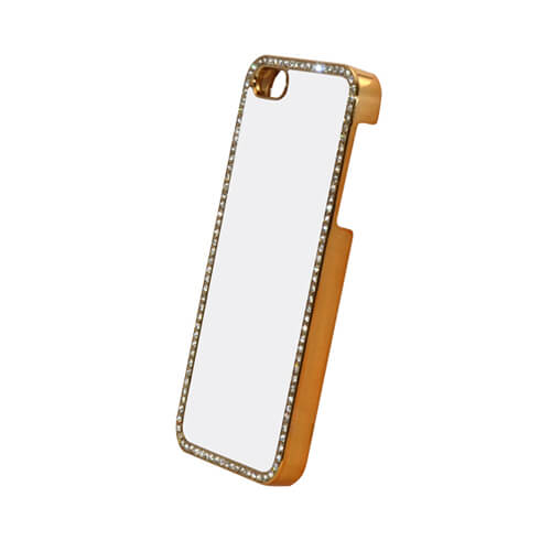 iPhone 5/5S arany színű műanyag tok kristályokkal, szublimáláshoz, préseléshez