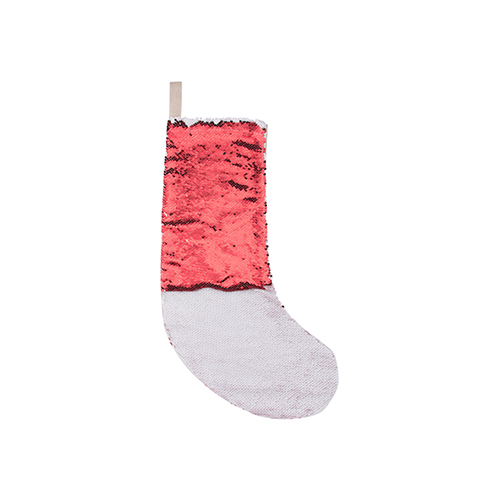 Szublimálható karácsonyi zokni kétszínű flitterrel - piros