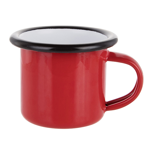 Szublimálható 100 ml-es zománcozott piros fém csésze fekete szegéllyel