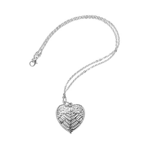 Szublimálható szív alakú angyalszárnyas nyaklánc- ezüst