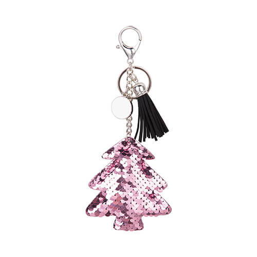 Szublimálható kulcstartó- pink karácsonyfa