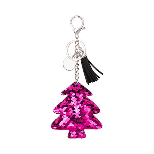 Szublimálható kulcstartó- sötét pink karácsonyfa
