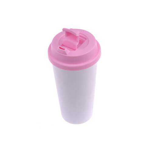 Szublimálható ECO kávés termosz bögre rózsaszín fedővel