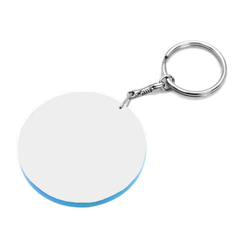 Szublimálható 60 mm-es fehér, kék szegélyes kulcstartó