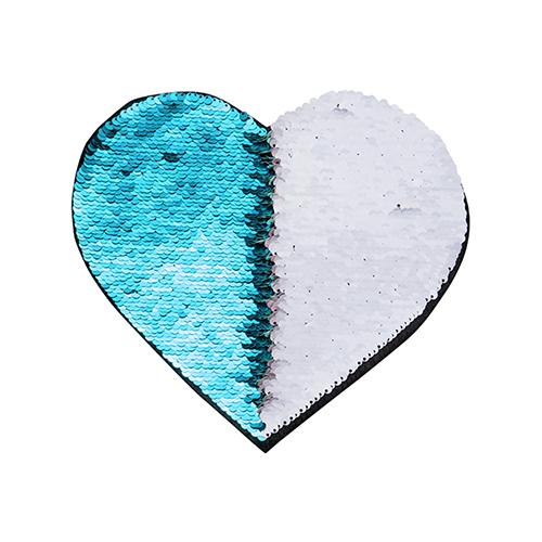 Szublimálható pólóra vasalható flitteres szív - világoskék 22 x 19,5 cm