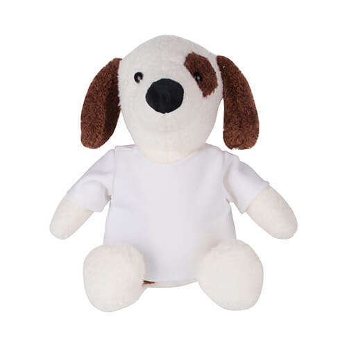 22 cm plüss kutya pólóval, szublimáláshoz - fehér-barna