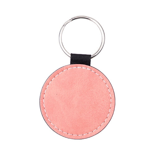 Szublimálható kör alakú bőr kulcstartó - pink