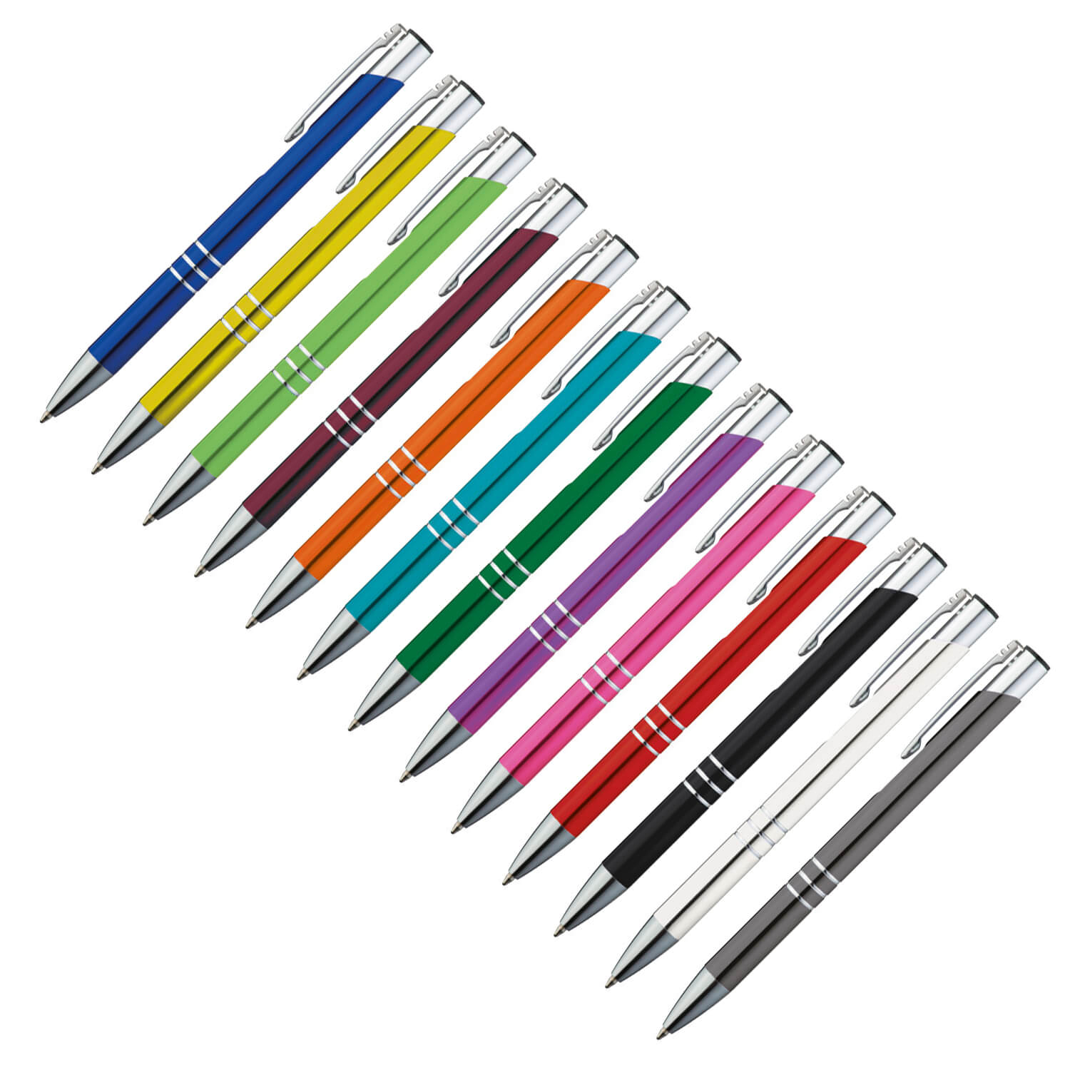 Fém golyóstoll díszítő gyűrűvel több színben